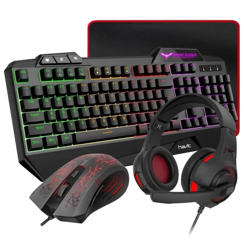HAVIT KB392L Gaming Keyboard + Mouse + Mouse Pad + Headset Combo