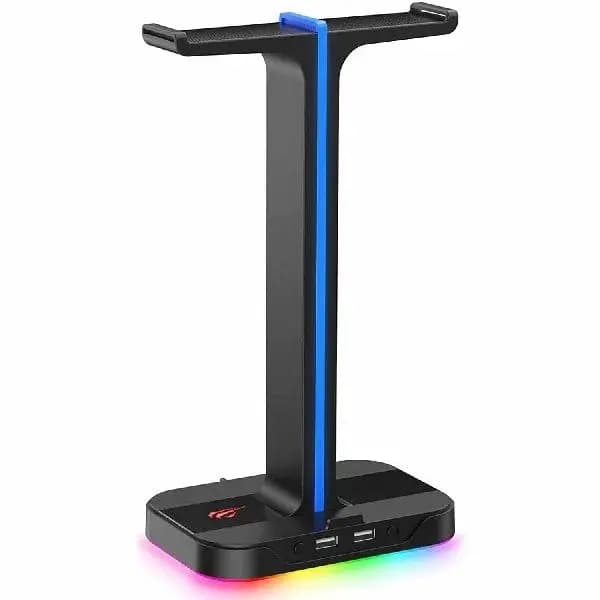 HAVIT TH650 RGB Headset Stand with Dual Hanger & 2 USB Ports