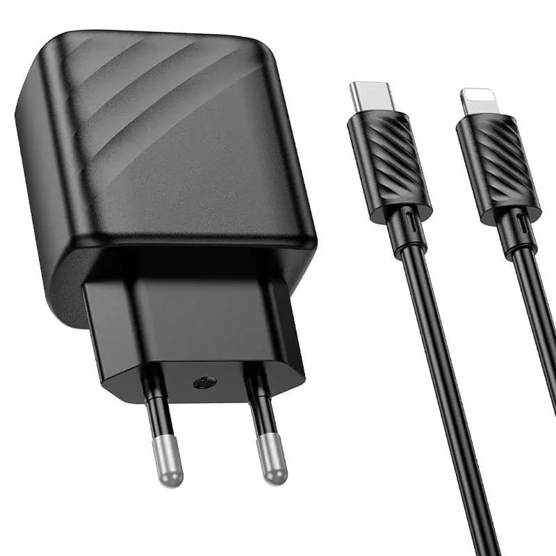 Hoco CS23A Sunlight PD30W + QC3.0 EU Wall charger with Type-C to Lightning Cable