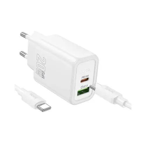 Hoco N61 Gentle 20W Dual Port Charger Adapter with Type-C to Type-C Cable