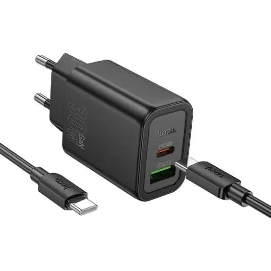 Hoco N63 Gentle 30W Dual Port Charger Adapter with Type-C to Type-C Cable