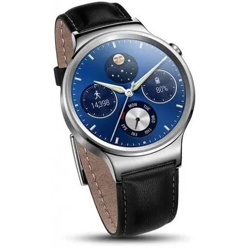 Huawei SmartWatch ? Stainless Steel With Black Leather Strap