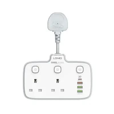 LDNIO SK2492 2 Outlet + 3 PD& QC USB Port 20W Max Power Strip
