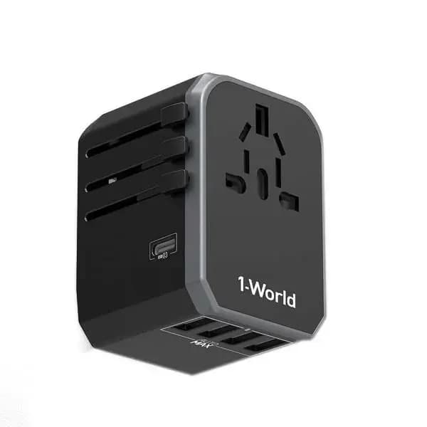 MOMAX 1-World AC Travel Adapter (Type C + 4 USB)