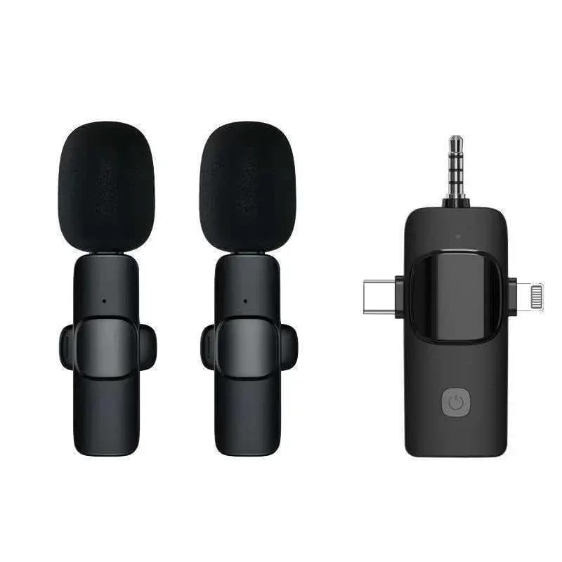 New PD128 3 in 1 Receiver Dual Mic Lavalier Wireless Microphone for Smart Phone Laptop Camera