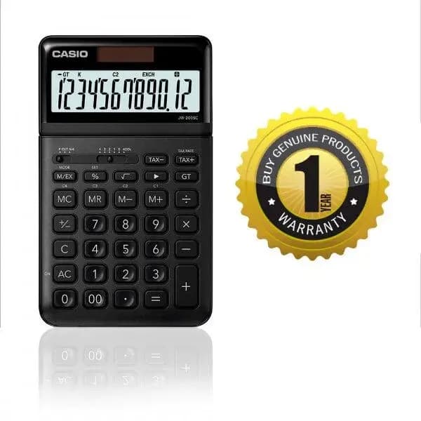 Original Casio 12 digits Compact Desk Type Calculator (JW-200SC-BK)