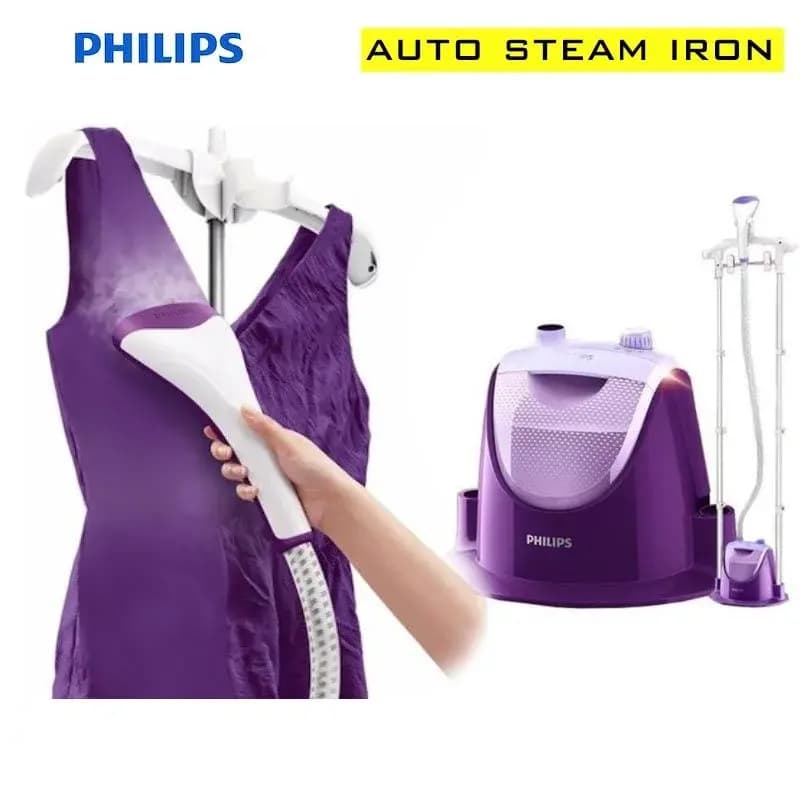 Philips Auto Garment Steamer- GC508 with Adjustable double pole 3 steam settings Glove, Hanger, Pleatmake