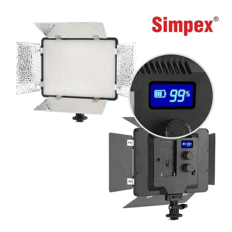 Simpex LED 720 with Barndoor ? Professional Ultra Slim, Dual Color LED Video Light with Battery and Charger