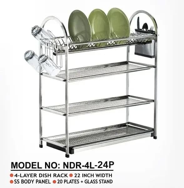 Stainless Steel Dish Rack 4 Layer And 24plates NDR-4L-24P