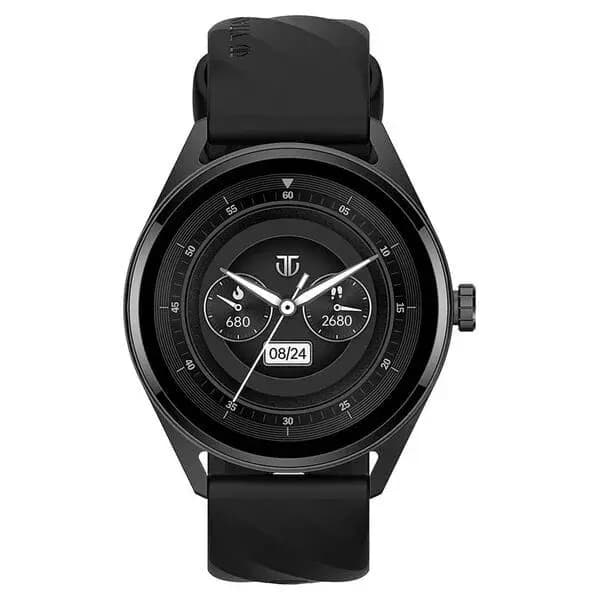 Titan Crest with 3.63 cm AMOLED Display with AOD, Functional Crown, BT Calling, Premium Smartwatch with Black Strap (90197AP01K)