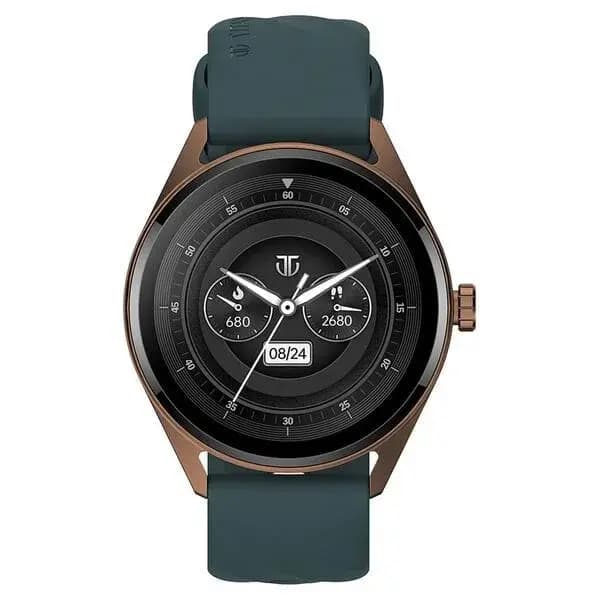 Titan Crest with 3.63 cm AMOLED Display with AOD, Functional Crown, BT Calling, Premium Smartwatch with Teal Strap (90197AP03K)