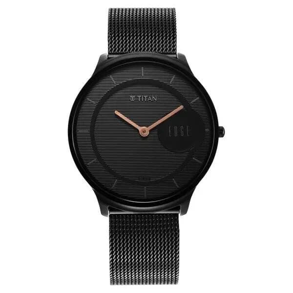 Titan Edge Baseline Black Dial Analog Stainless Steel Strap Watch for Men (NS1843NM02)