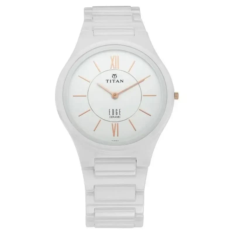 Titan Edge Ceramic Quartz in Arctic White Dial Watch (NS1696QC04)