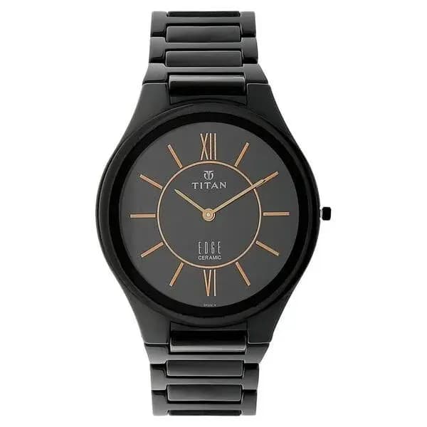 Titan Edge Ceramic Quartz in Rich Black Dial Watch for Men (NS1696NC01)