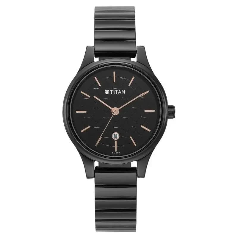 Titan Karishma Black Dial Metal Strap Watch for Women (NS2679NM01)