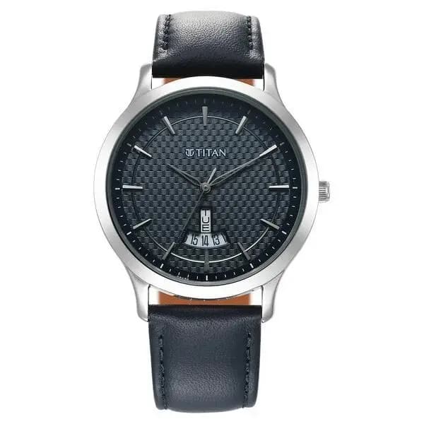Titan Karishma Quartz Analog Blue Dial Leather Strap Watch for Men (1825SL14)