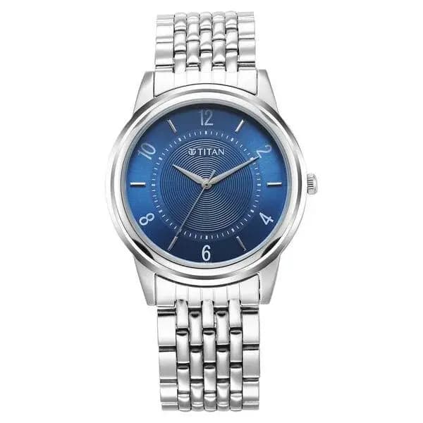 Titan Karishma Zing Quartz Analog Blue Dial Stainless Steel Strap Watch for Men (1638SM02)