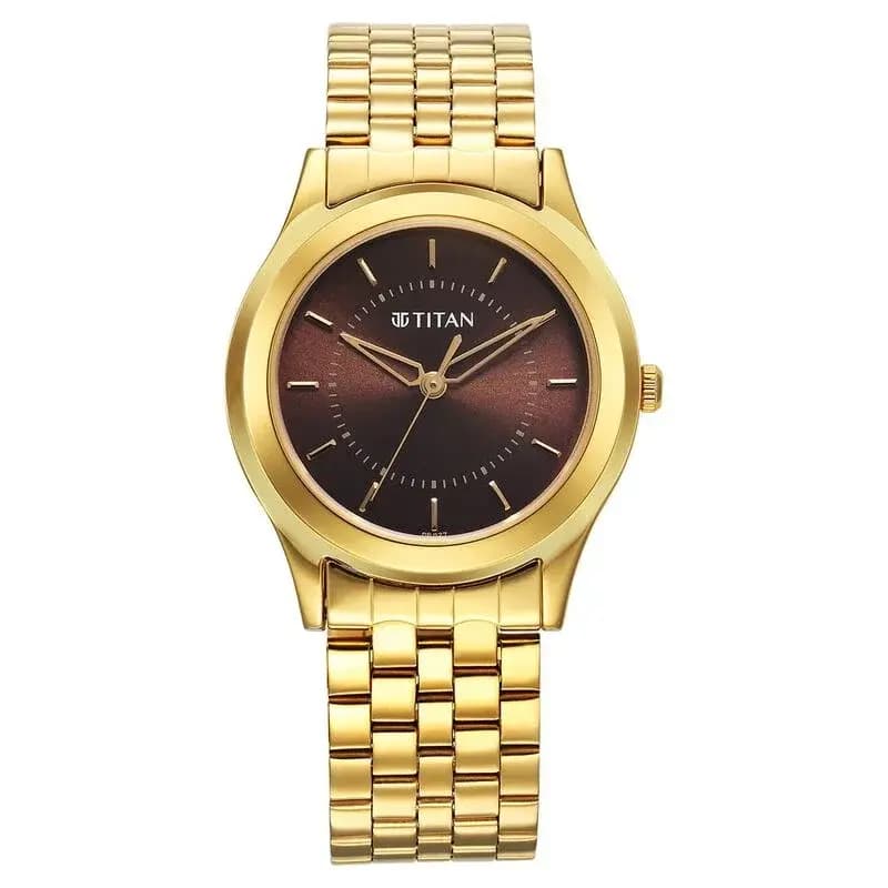 Titan Karishma Zing Quartz Analog Brown Dial Stainless Steel Strap Watch (1648YM06)