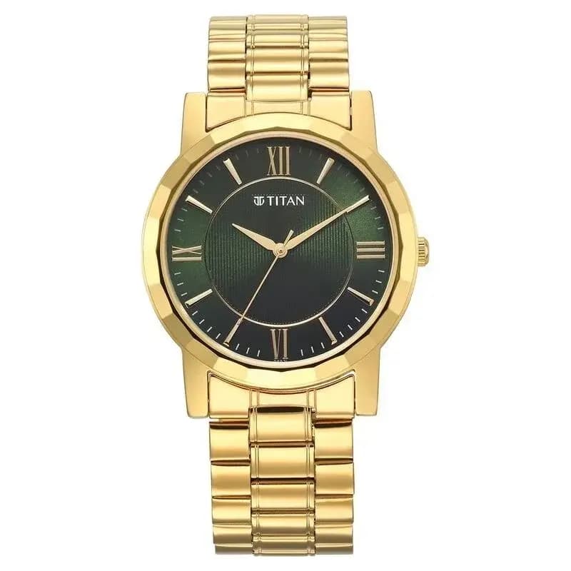 Titan Karishma Zing Quartz Analog Green Dial Stainless Steel Strap Watch for Men (1644YM05)