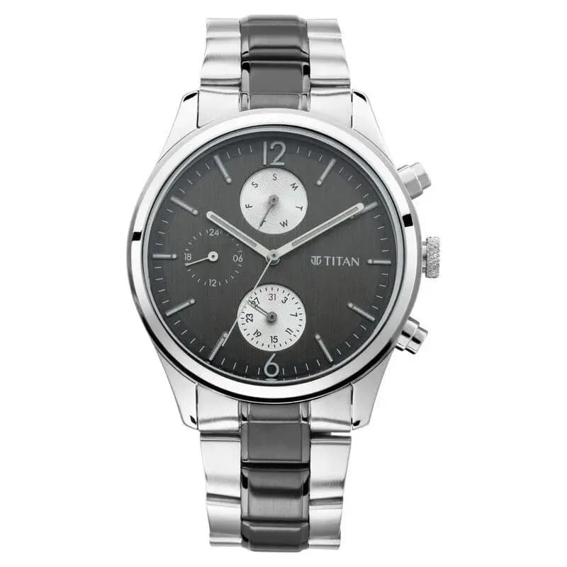 Titan Men's Metropolitan Charm: Men's Multifunctional Anthra Watch with Metallic Accents (NS1805KM02)