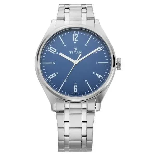 Titan Men's Minimalist Zen Watch: Sleek Metal Strap with Contrast Hands (NS1802SM02)