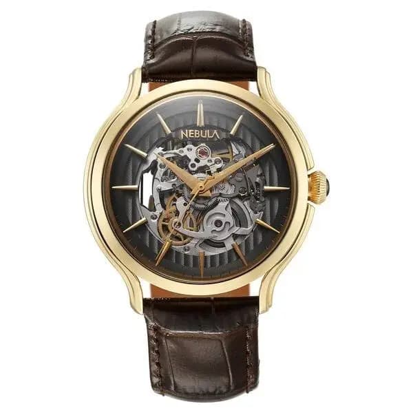 Titan Nebula Art Deco Skeleton Automatic 18 Karat Solid Gold Watch for Men (NS5074DL01)
