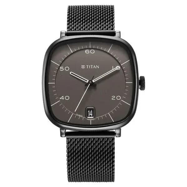 Titan Neo Curve Quartz Analog with Date Anthracite Dial Black Stainless Steel Strap Watch for Men (NS1885NM01)