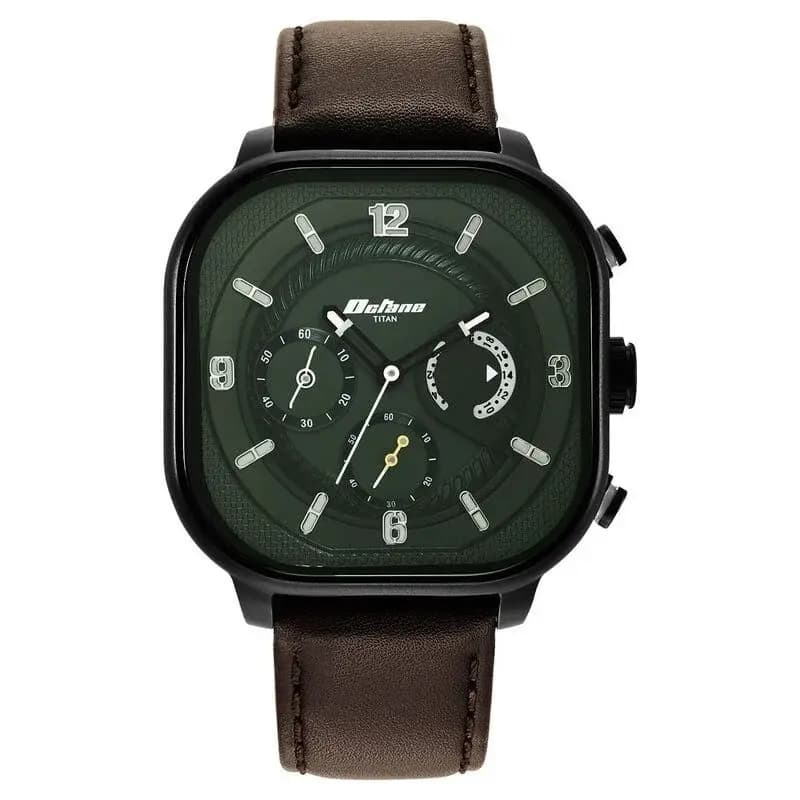 Titan Octane Aerobatics Green Dial Chronograph Leather Strap watch for Men (NS1856NL02)