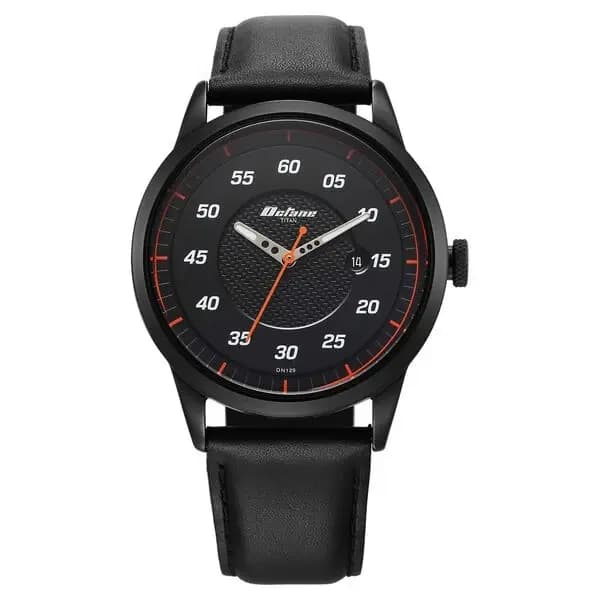 Titan Octane Men's Watch Analog Black Dial with Black Leather Strap- 1806NL05