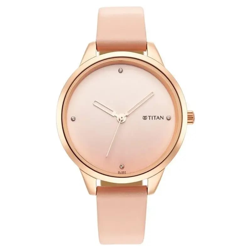 Titan Pastel Dreams Pink Dial Analog Leather Strap watch for Women (NS2664WL02)