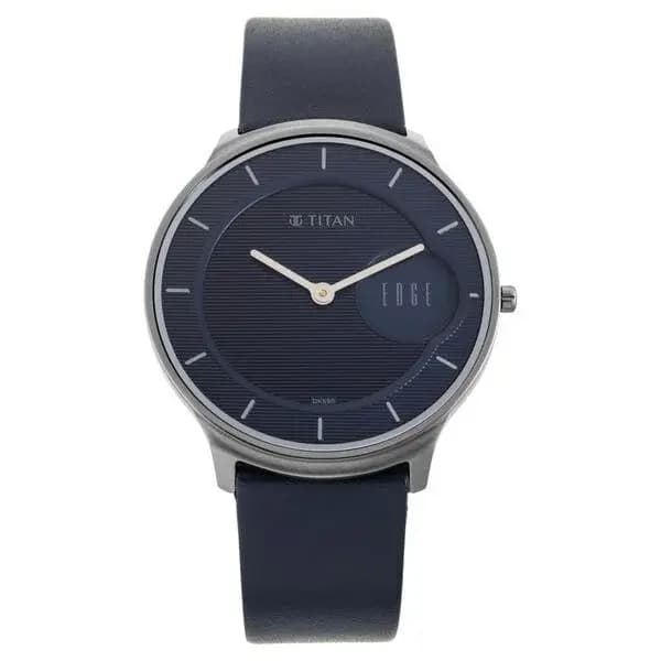 Titan Quartz Analog Blue Dial Leather Strap Watch for Men (NS1843QL01)