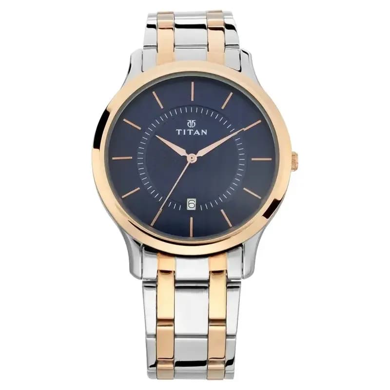 Titan Quartz Analog with Date Blue Dial Stainless Steel Strap Watch for Men (NS1825KM01)