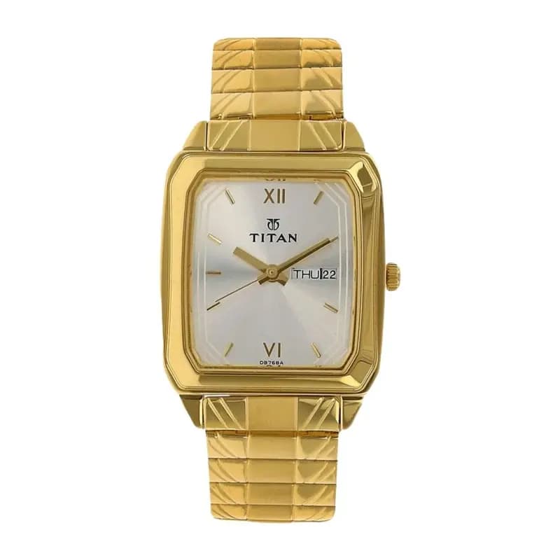 Titan Quartz Analog with Day and Date Silver Dial Stainless Steel Strap Watch for Men (NS1581YM04)
