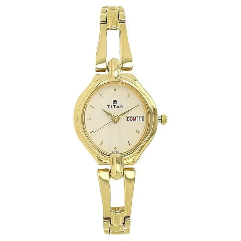 Titan Quartz Analog with Day and Date White Dial Stainless Steel Strap Watch for Women (NS2345YM01)