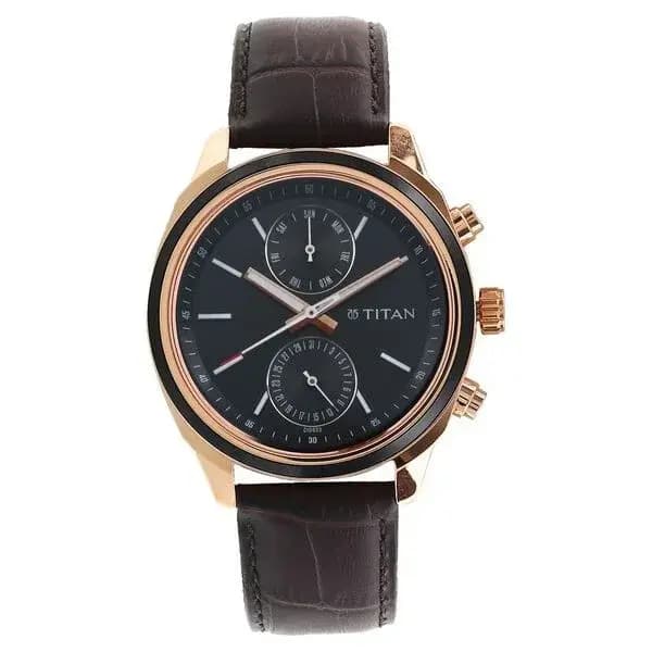 Titan Quartz Multifunction Leather Strap Watch for Men (NR1733KL03)