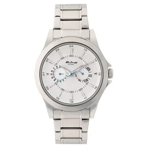 Titan Quartz Multifunction Silver Dial Stainless Steel Strap watch for Men (NN9323SM01)