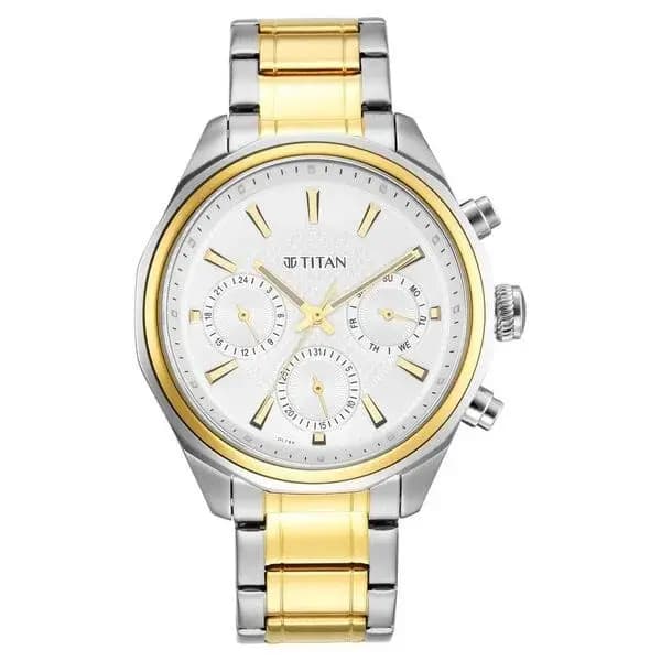 Titan Quartz Multifunction Silver Dial Stainless Steel Strap Watch for Men (NS1829BM01)