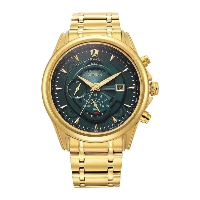 Titan Regalia Premium Green Chrono Stainless Steel Strap watch for Men (NS1830YM02)