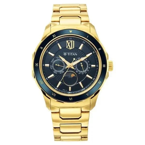Titan Regalia Premium Green Dial Quartz Multifunction Stainless Steel Strap watch for Men (1688KM05)