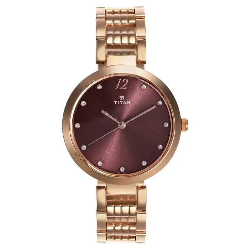 Titan Sparkle Purple Dial Analog Stainless Steel Strap Watch for Women (NS2480WM02)