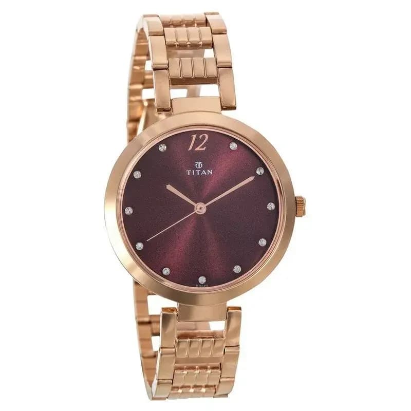 Titan Sparkle Purple Dial Analog Stainless Steel Strap Watch for Women (NS2480WM02)