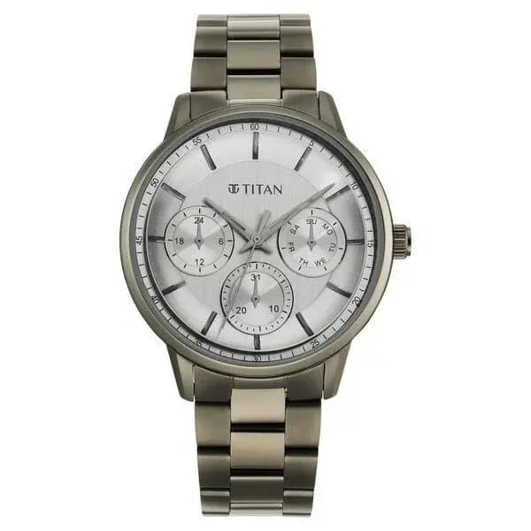 Titan Urban Magic Grey Dial Quartz Multifunction Stainless Steel Strap watch for Men (NS90133QM01)
