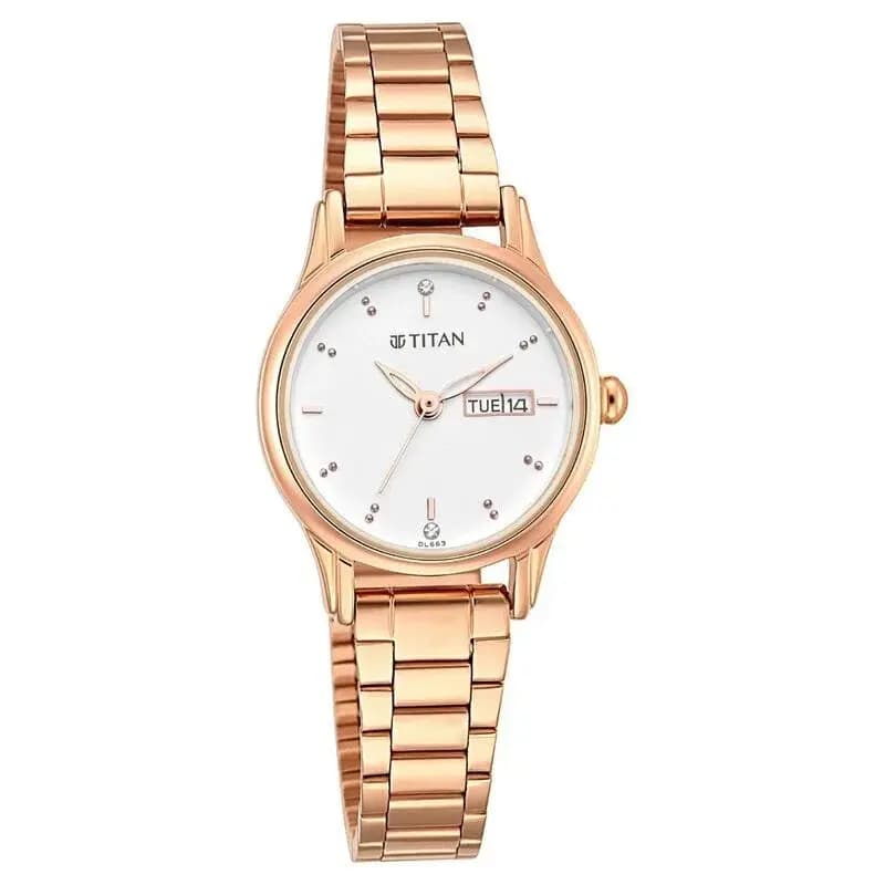 Titan Women's Lagan Watch: Rose Gold Accents & Refined Elegance (NS2656WM01)