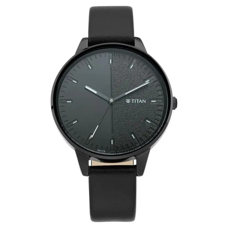 Titan Women's Precision Simplicity Watch: Black Gradient Dial with Leather Strap (NS2648NL01)