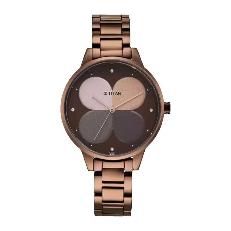 Titan Women's Purple Allure Watch: Floral Mosaic Dial & Sleek Strap (NS2648QM01)