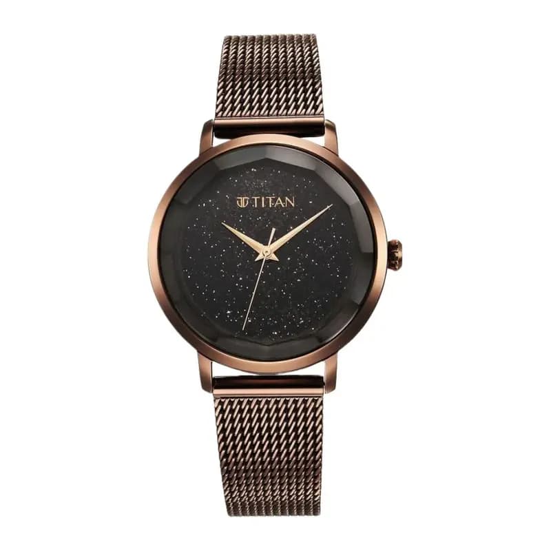 Titan Workwear Quartz Analog Black Dial Stainless Steel Strap Watch for Women (NS95184QM01)