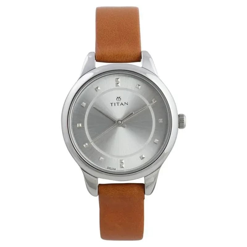 Titan Workwear Silver Dial Women Watch With Leather Strap (NP2481SL06)