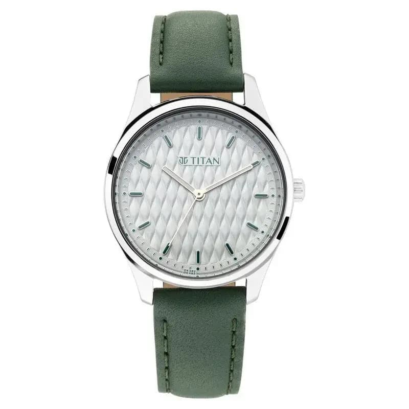 Titan Workwear White Dial Analog Leather Strap watch for Women (NP2639SL04)
