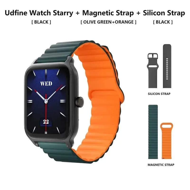 Udfine Watch Starry 1.8? HD Display Bluetooth Call Alexa Smartwatch Double Straps