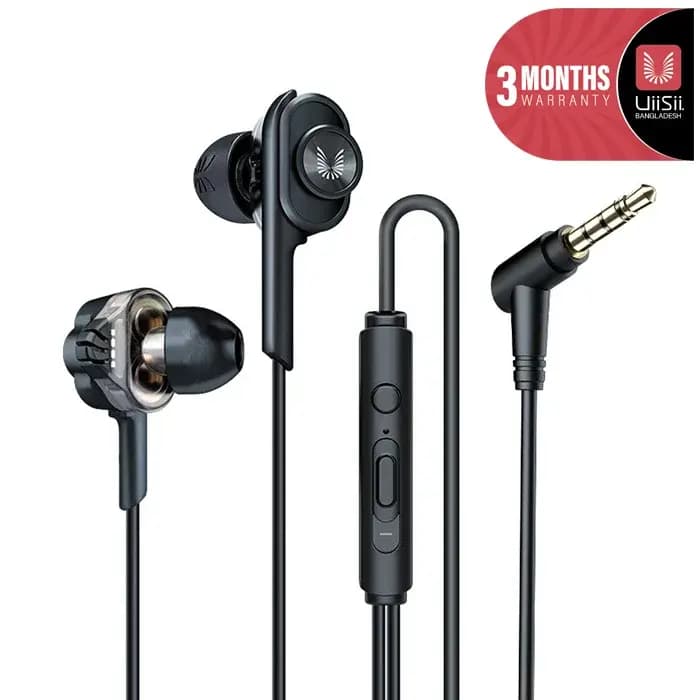 UiiSii BA-T6J Dual Dynamic Drivers Earphones With Mic